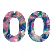 47x34mm Oval hollowed acetate pendant - Tortoiseshell Blue - Pink - Pearly greenx1