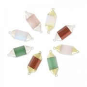 Hexagon point spacer 2 loops 38 mm Opal/golden x1