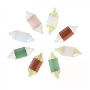 Hexagon point spacer 2 loops 38 mm Opal/golden x1