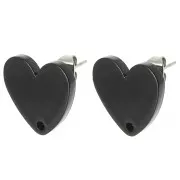Red - 14x15.5mm Acrylic heart earstuds - Black x2 14x15.5mm Acrylic heart earstuds - Black x2