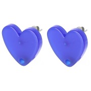 14x15.5mm Acrylic heart earstuds - Royal Blue x2|raw }}