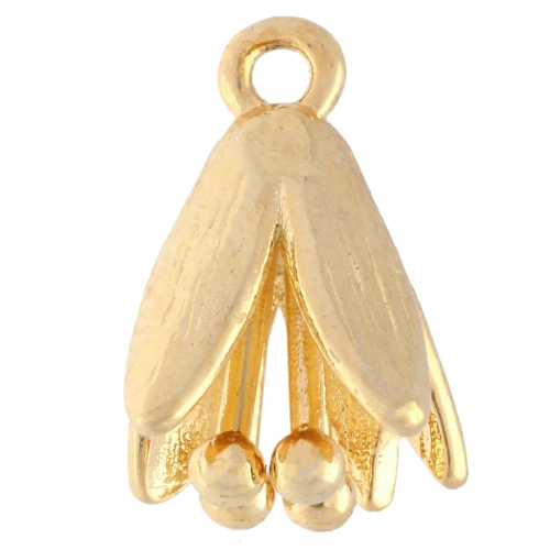 Flower charm 13x10 mm - Fine gold plated x1