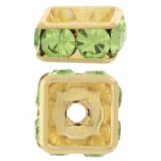 6mm Strass square rondelle Bead - Gold - Peridot x1|raw }}