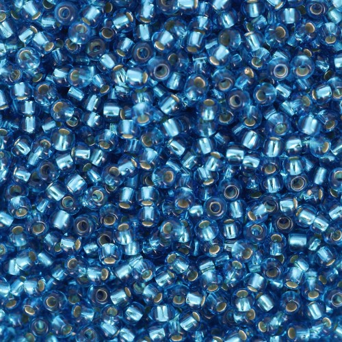 Preciosa Seed Beads 11/0 2 mm - Dark Aquamarine Silver Lined x 20 g