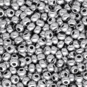 Preciosa Seed Beads 8/0 - 3 mm - Satin Gray Silver-Plated x 20 g
