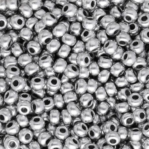 Preciosa Seed Beads 8/0 - 3 mm - Satin Gray Silver-Plated x 20 g