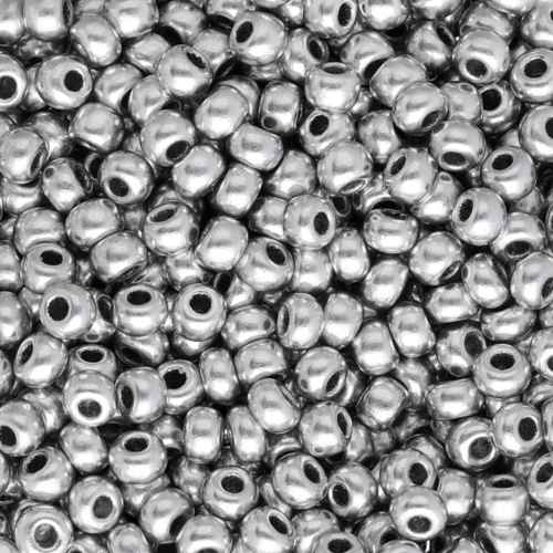 Preciosa Seed Beads 8/0 - 3 mm - Satin Gray Silver-Plated x 20 g