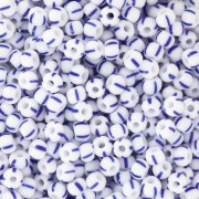 Preciosa Striped Seed Beads 8/0 - 3 mm - White - Blue x20g