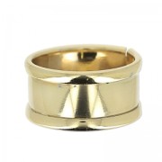 Raw brass ring with curved edge 15 mm fine gold plated x1