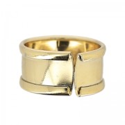 Raw brass ring with curved edge 15 mm fine gold plated x1