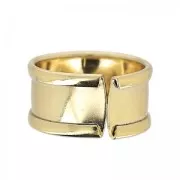 Raw brass ring with curved edge 15 mm fine gold plated x1