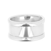 Raw brass ring with curved edge 10 mm silver tone x1