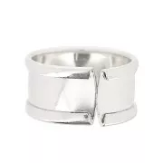 Raw brass ring with curved edge 10 mm silver tone x1