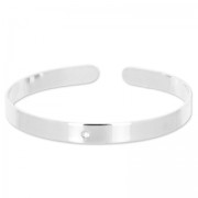 Brass bracelet base one hole 6 mm silver tone x1|raw }}