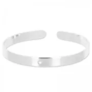 Brass bracelet base one hole 6 mm silver tone x1