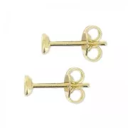 Earstuds for half-drilled 4mm bead fine gold plated x2