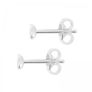 Earstuds for half-drilled 4mm bead Silver tone x2|raw }}