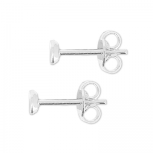 Earstuds for half-drilled 4mm bead Silver tone x2