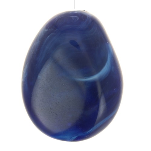 Flat irregular bead 25x20 mm in opaque resin - Marbled navy blue x1