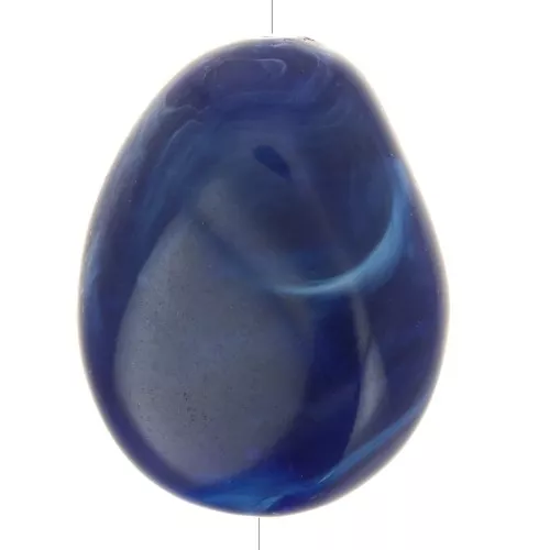 Flat irregular bead 25x20 mm in opaque resin - Marbled navy blue x1