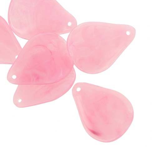 23mm curved flower petals in resin - Dark pink marbled x6