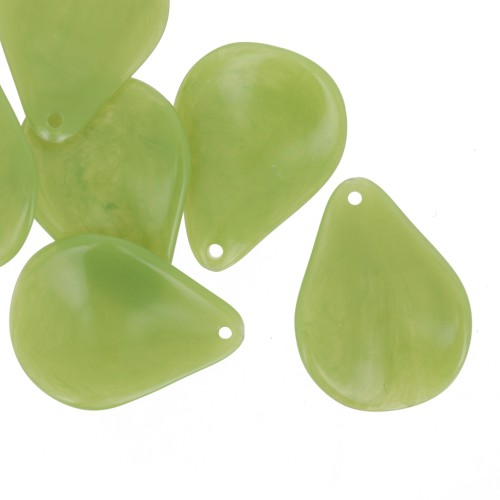 23mm curved flower petals in resin - Avocado green x6