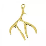Deer antlers pendant 52 mm golden tone x1