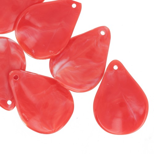 23mm curved flower petals in resin - Grenadine marbled x6