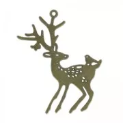 Deer & bird pendant 58 mm bronze x1