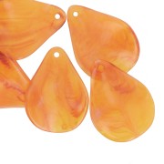 23mm curved flower petals in resin - Apricot marbled x6|raw }}