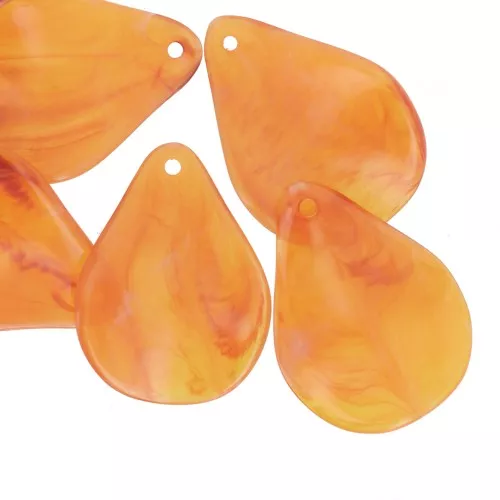23mm curved flower petals in resin - Apricot marbled x6