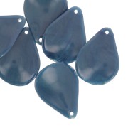 23mm curved flower petals in resin - Peacock blue x6|raw }}