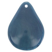 23mm curved flower petals in resin - Peacock blue x6