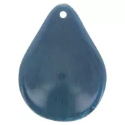 23mm curved flower petals in resin - Peacock blue x6