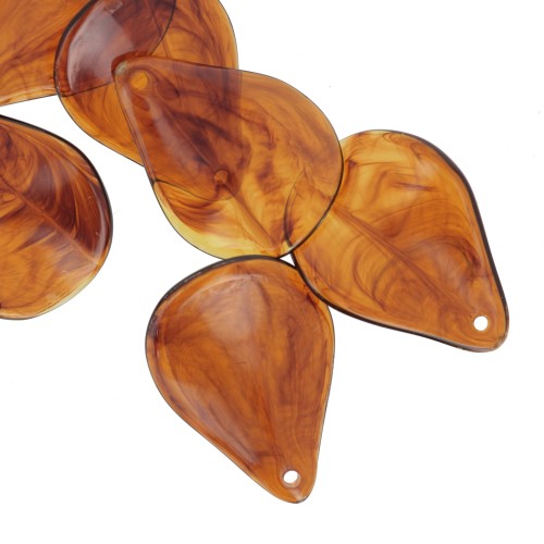 23mm curved flower petals in resin - Marbled amber x6