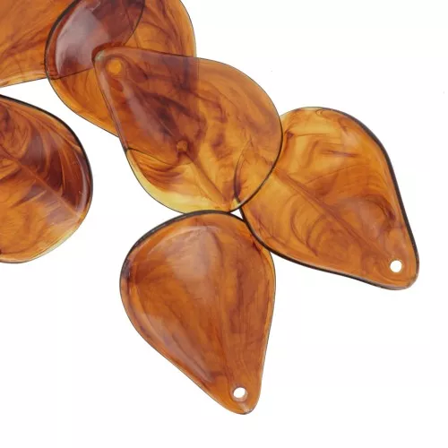 23mm curved flower petals in resin - Marbled amber x6