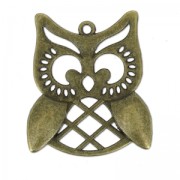 Owl pendant 31 mm bronze x1