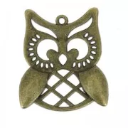 Owl pendant 31 mm bronze x1