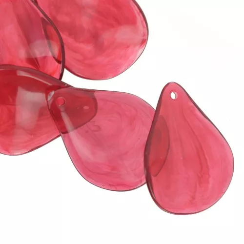 23mm curved flower petals in resin - Marbled garnet x6