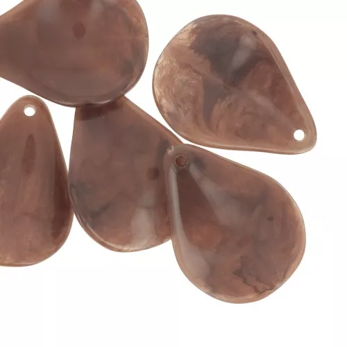23mm curved flower petals in resin - Marbled chocolate x6
