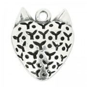 Owl pendant 29 mm old silver tone x1