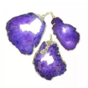 Druzy Agate pendant 60 mm Purple/golden tone x1
