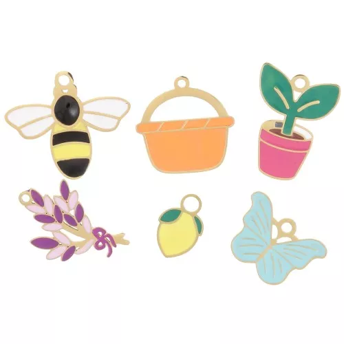 Stainless steel 304L epoxy charms mix - Provence - Exclu Perles&Co - Gold x6