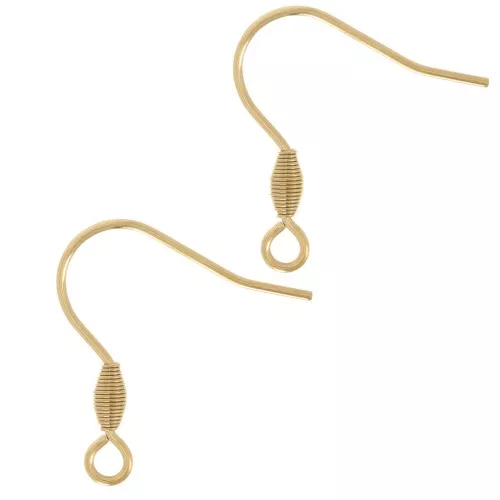 21mm 304L stainless steel earwires with open ring - Gold x2