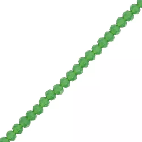 3.5x3mm Rondelle beads faceted - round flattened - Opaque Green x32cm