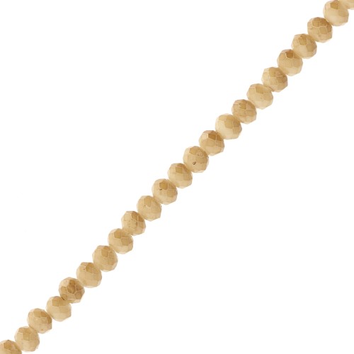 3.5x3mm Rondelle beads faceted - round flattened - Opaque Olive Green x32cm