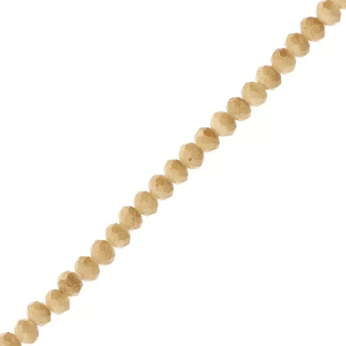 3.5x3mm Rondelle beads faceted - round flattened - Opaque Olive Green x32cm