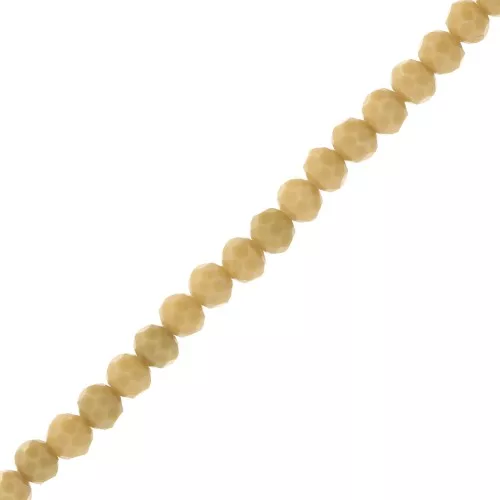 4.5x4mm Rondelle beads faceted - round flattened - Opaque Olive Green x42cm