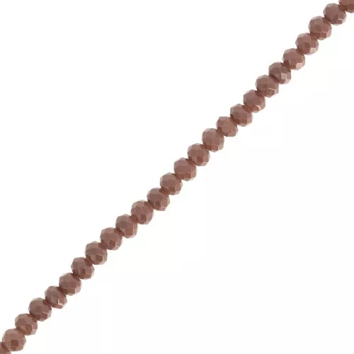 3x2.5mm Rondelle beads faceted - round flattened - Opaque Brown x39cm