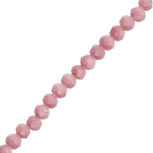Faceted rondelle beads - flattened round, 4.5x mm - Opaque Light Brown x38 cm